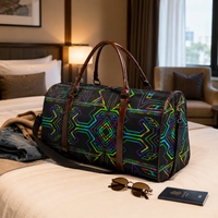 Tryptek Duffel Bag, Psychedelic Sacred Geometry Travel Bag, Neon Gym Bag, Festival Weekender Bag, Trippy Canvas Overnight Duffle