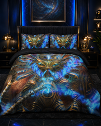 Celestial Cradle Bedding Set, Sci Fi DMT Egyptian Duvet Cover Set, Alien Pharaoh Bedding, Mystical Bedroom Decor, Psychedelic Luxury Bed Set