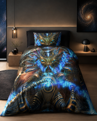 Celestial Cradle Bedding Set, Sci Fi DMT Egyptian Duvet Cover Set, Alien Pharaoh Bedding, Mystical Bedroom Decor, Psychedelic Luxury Bed Set