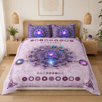 Crown Chakra Bedding Set, Purple Mandala Duvet Cover Set, Spiritual Boho Bedroom Decor, Sacred Geometry Bedding, Sahasrara Chakra
