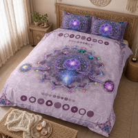 Crown Chakra Bedding Set, Purple Mandala Duvet Cover Set, Spiritual Boho Bedroom Decor, Sacred Geometry Bedding, Sahasrara Chakra