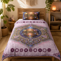 Sacral Chakra Bedding Set, Svadhisthana Duvet Cover Set, Orange Mandala Bedding, Spiritual Boho Bedroom Decor, Sacred Geometry Bedding