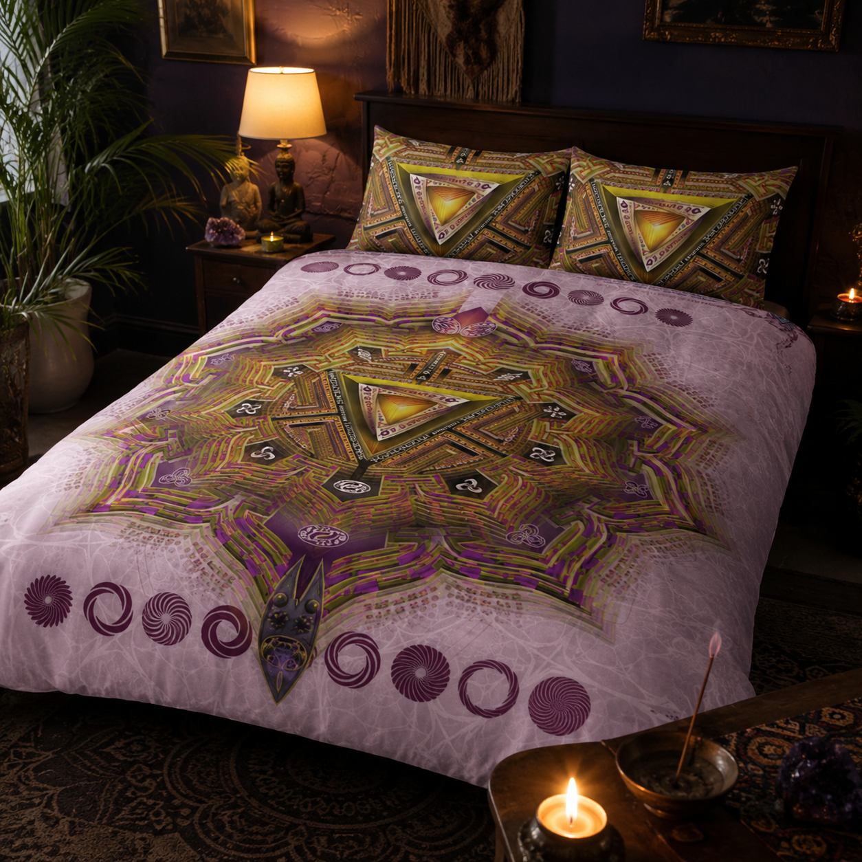 Solar Plexus Chakra Bedding Set, Manipura Duvet Cover Set, Yellow Mandala Bedding, Spiritual Boho Bedroom Decor, Sacred Geometry Bedding