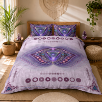Ajna Chakra Bedding Set, Third Eye Duvet Cover Set, Purple Mandala Bedding, Spiritual Boho Bedroom Decor, Sacred Geometry Bedding