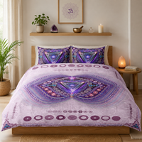 Ajna Chakra Bedding Set, Third Eye Duvet Cover Set, Purple Mandala Bedding, Spiritual Boho Bedroom Decor, Sacred Geometry Bedding