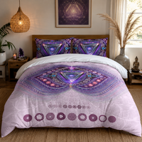 Ajna Chakra Bedding Set, Third Eye Duvet Cover Set, Purple Mandala Bedding, Spiritual Boho Bedroom Decor, Sacred Geometry Bedding