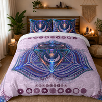 Throat Chakra Bedding Set, Vishuddha Duvet Cover Set, Blue Mandala Bedding, Spiritual Boho Bedroom Decor, Sacred Geometry Bedding