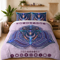 Throat Chakra Bedding Set, Vishuddha Duvet Cover Set, Blue Mandala Bedding, Spiritual Boho Bedroom Decor, Sacred Geometry Bedding
