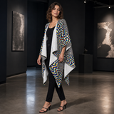 Chromadelic Draped Kimono lifestyle three-quarter front view