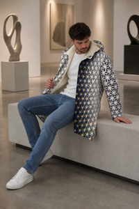 Chromatic Flower Micro Fleece Cloak lifestyle view 02 varied editorial pose