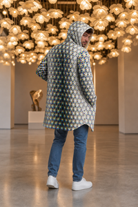 Chromatic Flower Micro Fleece Cloak lifestyle view 03 varied editorial pose