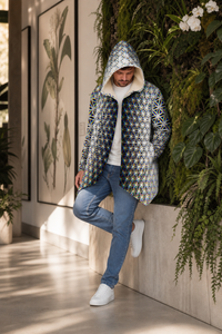 Chromatic Flower Micro Fleece Cloak lifestyle view 04 varied editorial pose
