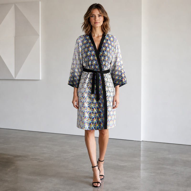 Chromatic Flower Peignoir Kimono — lifestyle front