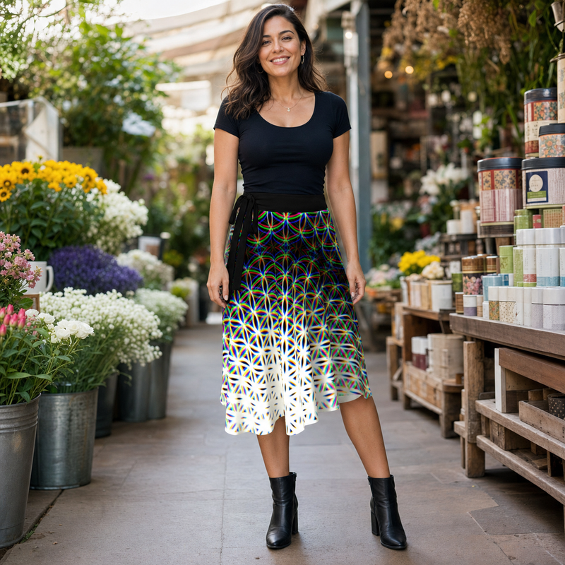 Chromatic Flower Wrap Skirt — lifestyle front