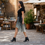 Chromatic Flower Wrap Skirt — lifestyle left profile