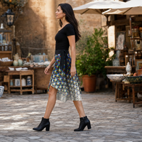 Chromatic Flower Wrap Skirt — lifestyle left profile