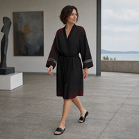 Geometrix Peignoir Kimono — lifestyle three-quarter front