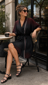 Geometrix Kimono Robe lifestyle three-quarter front view