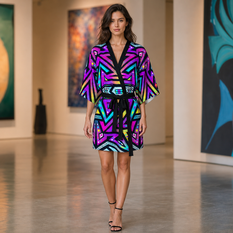 Mystic Mandala Kimono Robe lifestyle front view