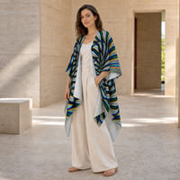 Phonetic Vortex Draped Kimono lifestyle three-quarter front view