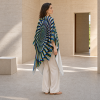 Phonetic Vortex Draped Kimono lifestyle three-quarter back view