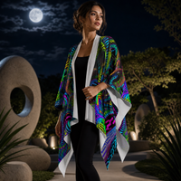 Primordial Draped Kimono lifestyle three-quarter front view