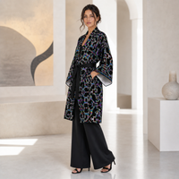 Prismatic Grid Kimono Robe lifestyle three-quarter front view