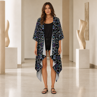 Prismatic Overlay Draped Kimono lifestyle front view