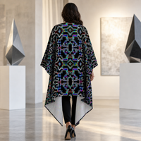 Prismatic Grid Draped Kimono lifestyle back view