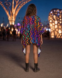 Rainbow Healing Draped Kimono lifestyle back view