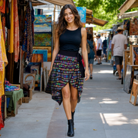 Rainbow Tribe Wrap Skirt — lifestyle front