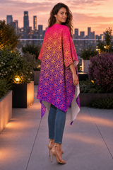 Sacral Bloom Draped Kimono lifestyle three-quarter back view