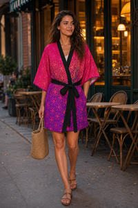 Sacral Bloom Kimono Robe lifestyle front view