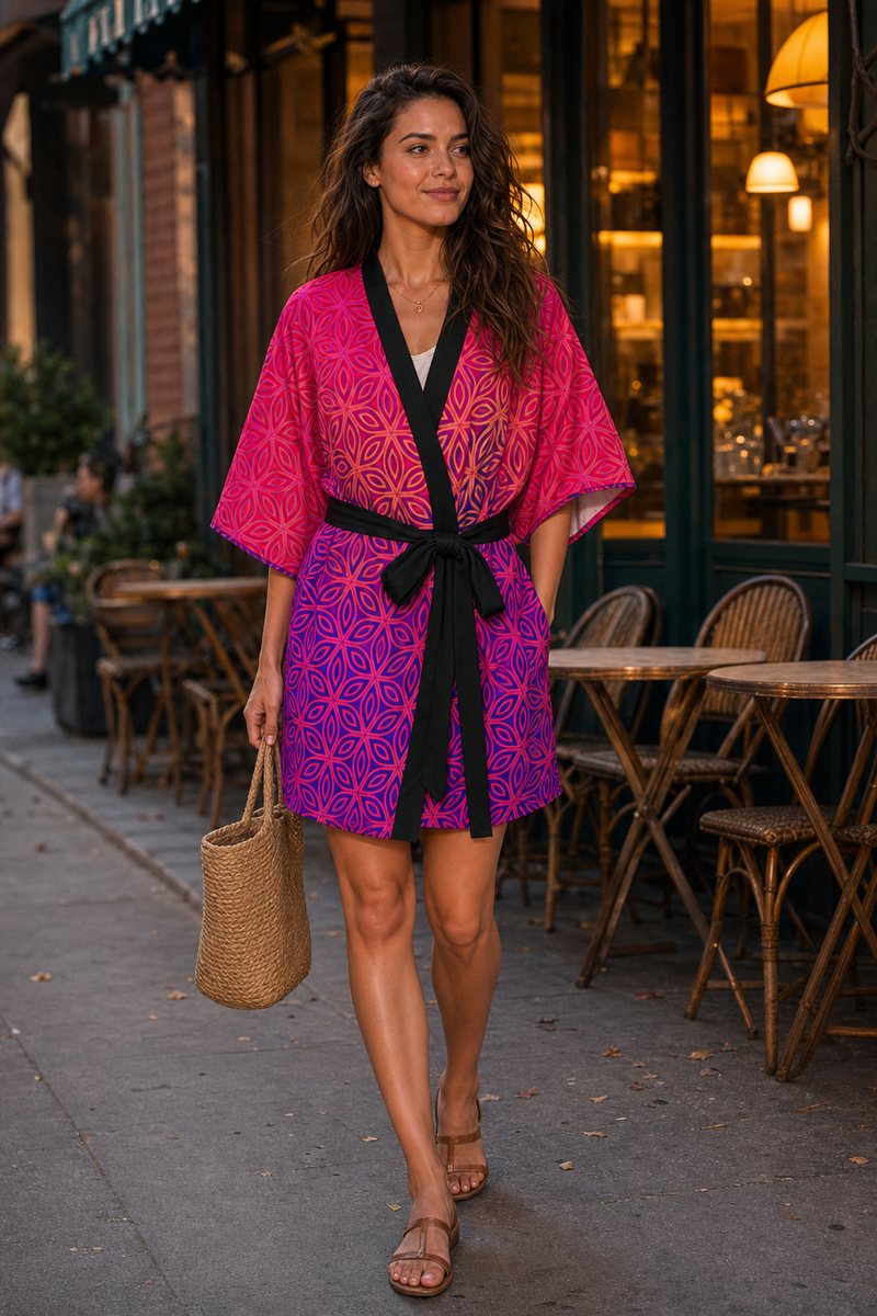 Sacral Bloom Kimono Robe lifestyle front view