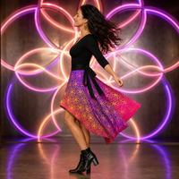 Sacral Bloom Wrap Skirt — wearer-left profile lifestyle view