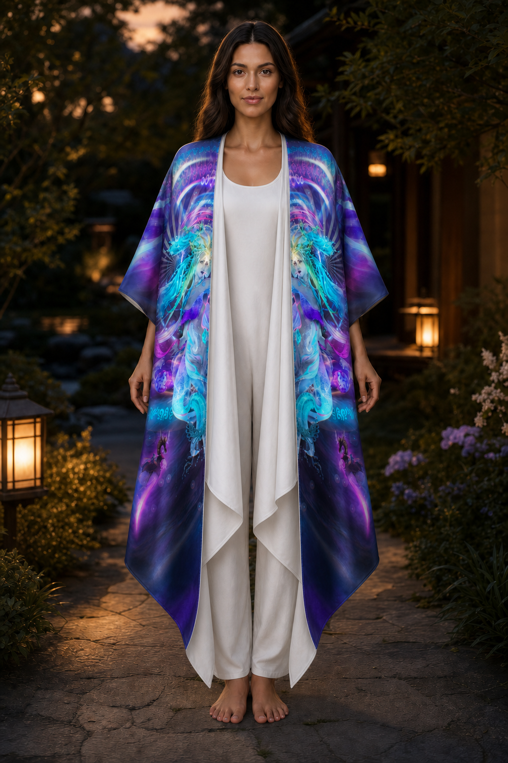 Satyam Shivam Sundram Draped Kimono lifestyle front view