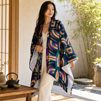 Tea Daze Draped Kimono lifestyle three-quarter front view