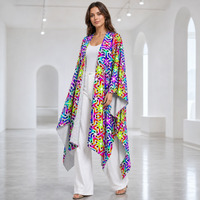 Tessellated Matrix Draped Kimono lifestyle three-quarter front view
