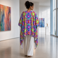 Tessellated Matrix Draped Kimono lifestyle back view