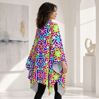 Tessellated Matrix Draped Kimono lifestyle three-quarter back view