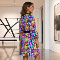 Tessellated Matrix Kimono Robe lifestyle three-quarter back view