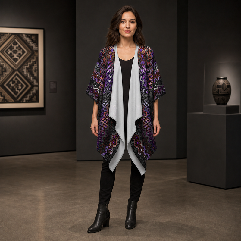 Twilight Healing Draped Kimono lifestyle front view