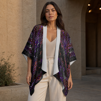 Twilight Healing Draped Kimono lifestyle alternate front view