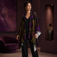 Velvet Flow Draped Kimono lifestyle three-quarter front view