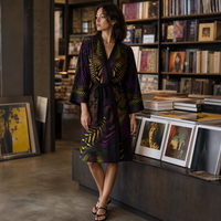 Velvet Flow Peignoir Kimono — lifestyle three-quarter front