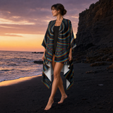 Waveform Draped Kimono lifestyle three-quarter front view