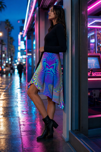 Holowave Wrap Skirt lifestyle right-side neon arcade view