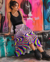 Illusion Wrap Skirt approved lifestyle 5: 05 seated lifestyle