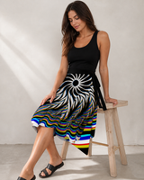 Ocular Prism Wrap Skirt approved lifestyle 5: 05 seated lifestyle