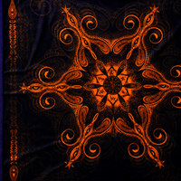 Vajra Guru Mandala — orange UV lifestyle detail